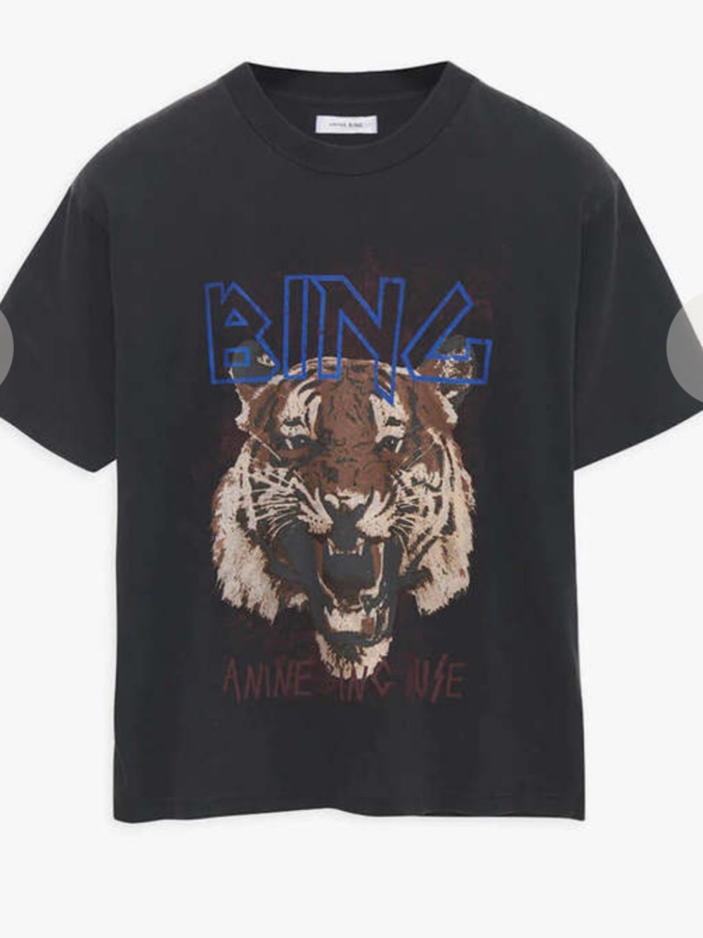 Anine Bing Tiger Short Sleeve Graphic Tee Size S Charcoal Gray Black Cotton - Picture 3 of 6